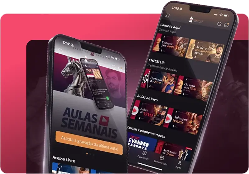 App Chessflix: aulas semanais, trilhas e aulas ao vivo no celular